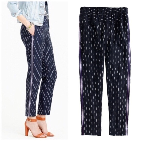 J. Crew Pants - J Crew Pull On Ikat Pant Metallic Tux Stripe Navy 4